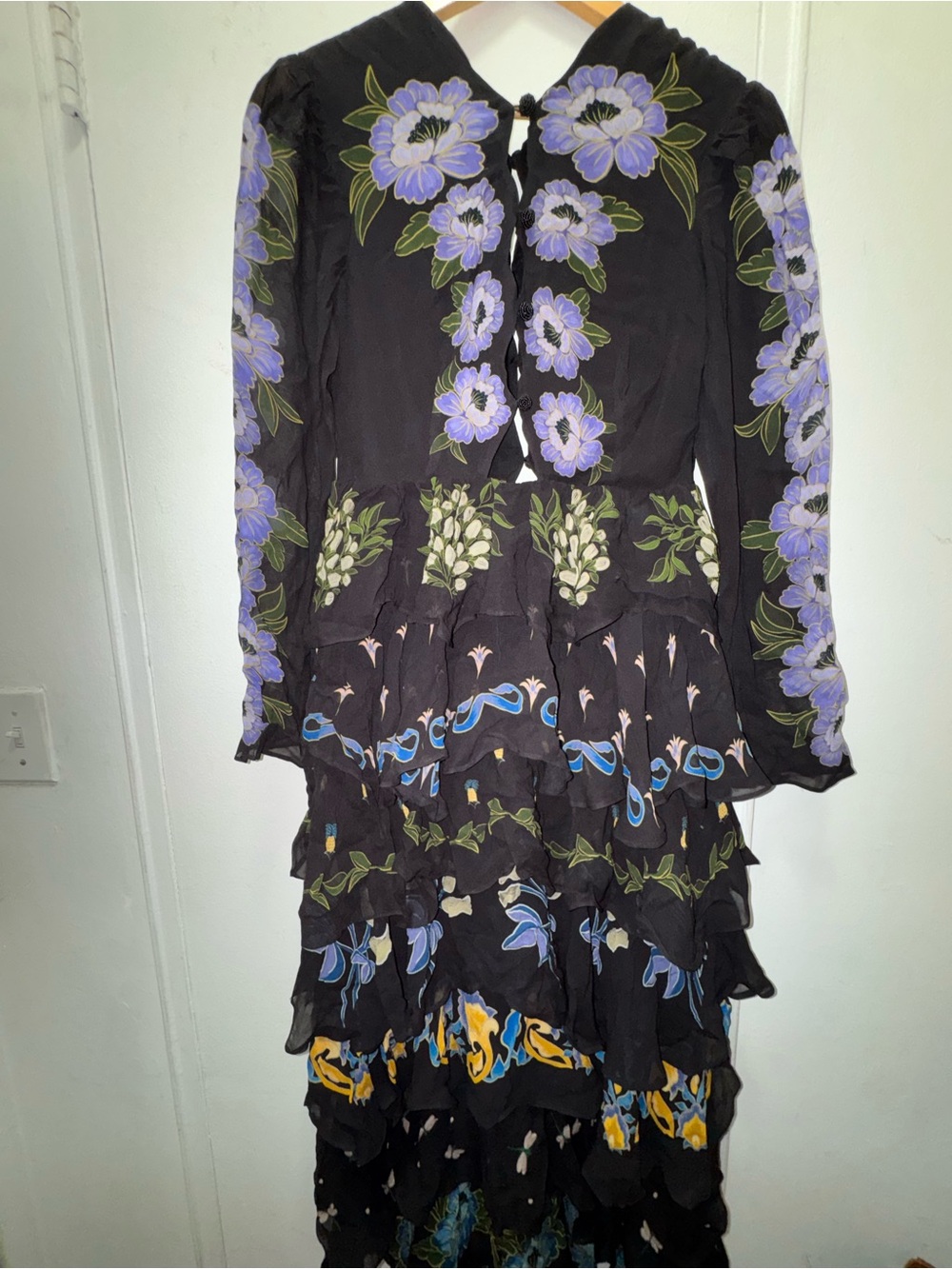 NWT $298 FARM RIO Ruffled Tiered Printed Floral Georgette Maxi Dress XS - Picture 6 of 9